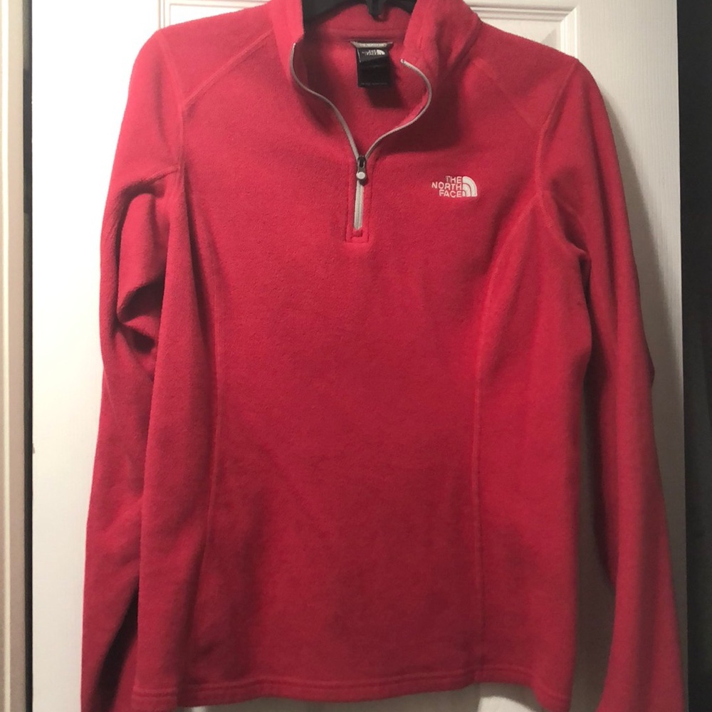 Hot pink north face sweatshirt